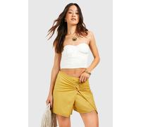 boohoo Women's Tall Linen Look O Ring Skort in Mustard | Size: 10