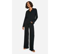 boohoo Women's Tall Long Sleeve Shirt & Trousers Pyjama Set in Black | Size: 18