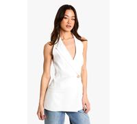 boohoo Women's Tall Longline Waistcoat in Ivory | Size: 10