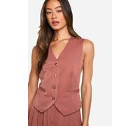 boohoo Women's Tall Mock Horn Button Fitted Waistcoat in Rust | Size: 8
