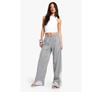 boohoo Women's Tall Pinstripe Floral Embroidery Hem Trouser in Blue | Size: 8