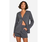 boohoo Women's Tall Pinstripe Tailored Shorts in Grey | Size: 8