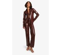 boohoo Women's Tall Pu Tie Front Shirt & Trouser Set in Chocolate | Size: 8