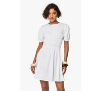 boohoo Women's Tall Ruched Poplin Skater Mini Dress in White | Size: 8