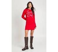 boohoo Women's Tall Santa Baby Christmas Jumper Dress in Red | Size: Small