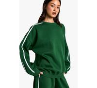 boohoo Women's Tall Side Stripe Oversized Sweatshirt in Green | Size: XS