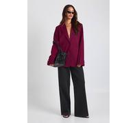 boohoo Women's Tall Single Breasted Relaxed Fit Tailored Blazer in Burgundy | Size: 16
