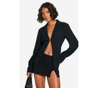 boohoo Women's Tall Single Fastening Crepe Fitted Blouse in Black | Size: 12