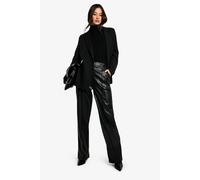 boohoo Women's Tall Straight Leg Faux Leather Trouser in Black | Size: 8/34L