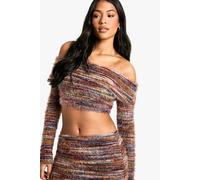 boohoo Women's Tall Stripe Knit Bardot Top | Size: 16