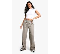 boohoo Women's Tall Tailored Drawstring Waistband Wide Leg Trouser in Grey | Size: 8