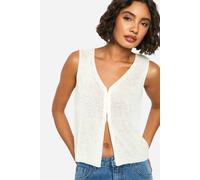 boohoo Women's Tall Textured Knit Waistcoat in Cream | Size: 8