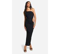 boohoo Women's Tall Textured One Shoulder Maxi Dress in Black | Size: 16