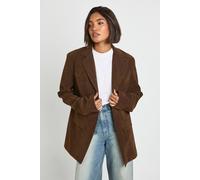 boohoo Women's Tall Vintage Look Faux Suede Oversized Blazer in Chocolate | Size: 12