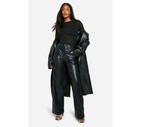 boohoo Women's Tall Wide Leg Faux Leather Trouser in Black | Size: 18/34L