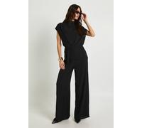 boohoo Women's Tall Woven Drape Blouse & Trouser Co-Ord in Black | Size: 12