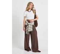 boohoo Women's Tall Woven Pleated Wide Leg Trouser in Chocolate | Size: 16