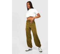 boohoo Women's Tall Woven Pocket Detail Cuffed Cargo Trousers in Khaki | Size: 8