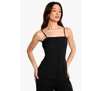 boohoo Women's Tall Woven Tailored Top in Black | Size: 14