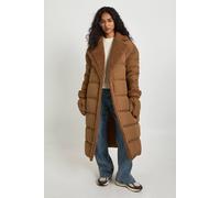 boohoo Women's Teddy Trim Puffer Coat With Teddy Mittens in Rust | Size: 12