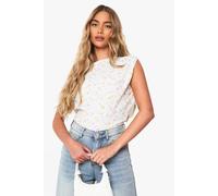 boohoo Women's Textured Ditsy Cowl Neck Top in White | Size: 6