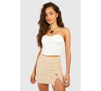 boohoo Women's Textured Jersey Cut Out Detail Mini Skirt in Stone | Size: 10