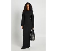 boohoo Women's Textured Long Sleeve Column Dress in Black | Size: 10