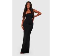 boohoo Women's Textured Mesh Bandeau Maxi Dress in Black | Size: 16