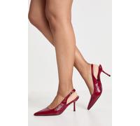 boohoo Women's Textured Mid Height Slingback Court Shoes in Burgundy | Size: 7