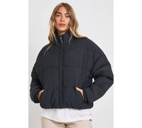 boohoo Women's Textured Puffer Jacket in Charcoal | Size: 8