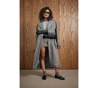 boohoo Women's Textured Wool Look Belted Trench Coat in Charcoal | Size: 10
