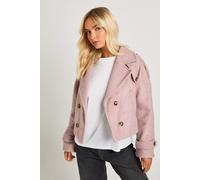 boohoo Women's Textured Wool Look Double Breast Jacket in Blush | Size: 8