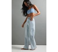 boohoo Women's The Tall High Waist Straight Leg Jean in Bleach Wash | Size: 10