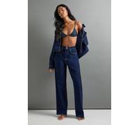 boohoo Women's The Tall High Waist Straight Leg Jean in Indigo | Size: 6