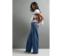 boohoo Women's The Tall Mid Waist Barrel Jean in Vintage Wash | Size: 16