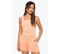 boohoo Women's Thick Binding Skinny Strap Rib Vest Top in Orange | Size: 14