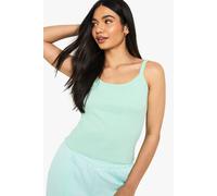 boohoo Women's Thick Binding Strappy Rib Vest Top in Mint | Size: 10