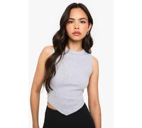 boohoo Women's Thick Binding V Hem Rib Vest in Grey Marl | Size: 12