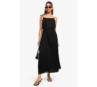 boohoo Women's Tie Detail Chiffon Midaxi Dress in Black | Size: 8