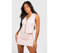 boohoo Women's Tonal Stripe Micro Mini Skirt in Pink | Size: 16