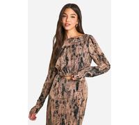 boohoo Women's Tonal Tie Dye Relaxed Fit Woven Crop Top in Taupe | Size: 12