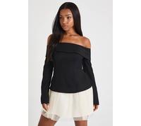 boohoo Women's Tulle Bardot Tailored Mini Dress in Black | Size: 16