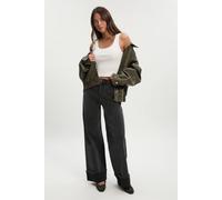 Boohoo Turn Up High Waist Wide Leg Jean In Washed Black washed black 8