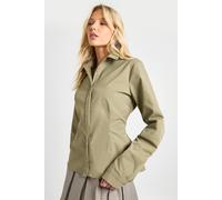 boohoo Women's Twill Fitted Shirt in Khaki | Size: 6