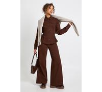 boohoo Women's Twill Wide Leg Trouser in Chocolate | Size: 8