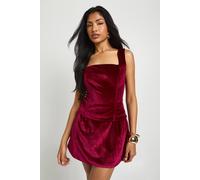 boohoo Women's Velvet Corset Top in Burgundy | Size: 10