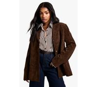 boohoo Women's Vintage Look Faux Suede Oversized Blazer in Chocolate | Size: 8