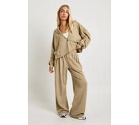 boohoo Women's Washed Distressed Hem Straight Leg Tracksuit in Sage | Size: XL