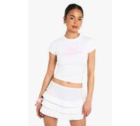boohoo Women's West Hollywood Rope Font Printed Baby T-Shirt in White | Size: 10