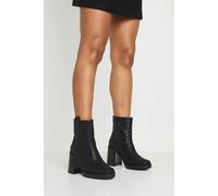boohoo Women's Wide Fit Block Heel Platform Heeled Boots in Black | Size: 8